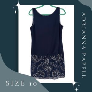 Adrianna Papell Navy Beaded Dress size 10